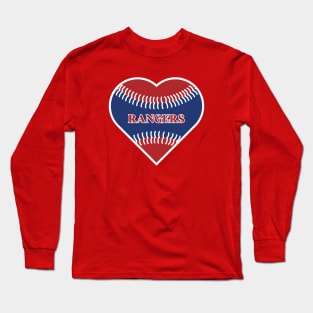 Heart Shaped Texas Rangers Baseball Long Sleeve T-Shirt